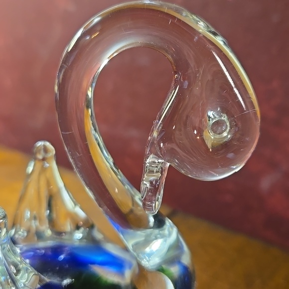 Murano Glass Swan Figurine Blue and Green Art Glass Italy w/o Stickered Tag - Picture 8 of 8